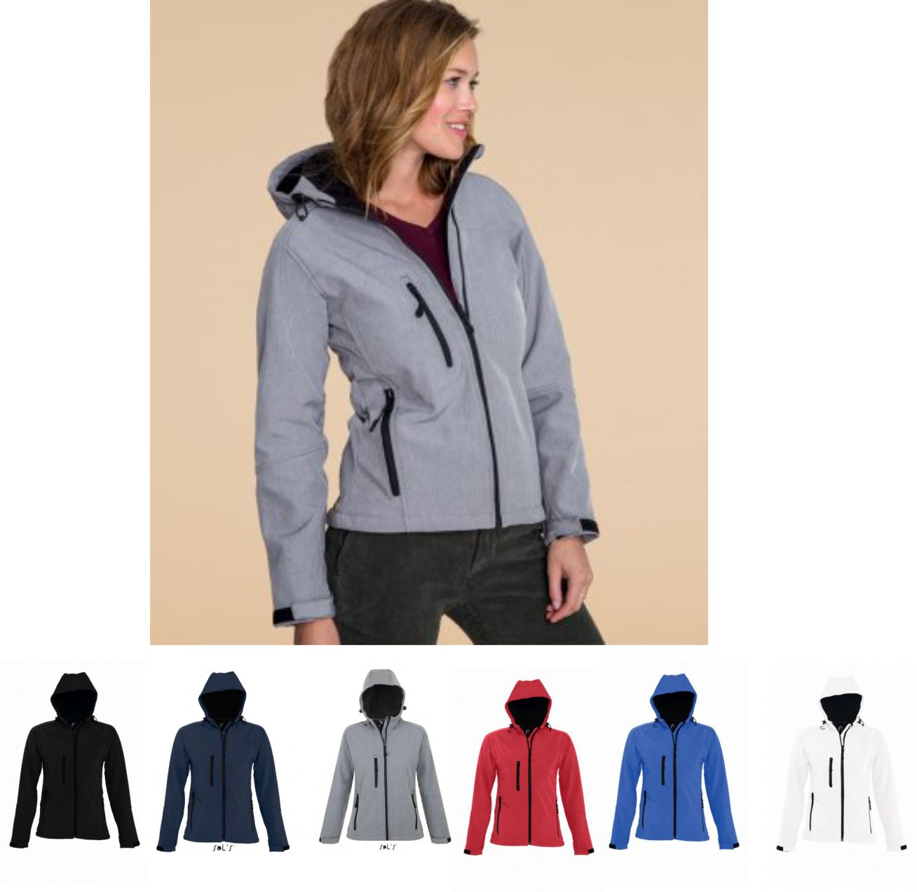 Sol's 46802 Ladies Replay Hooded Softshell Jacket - Click Image to Close